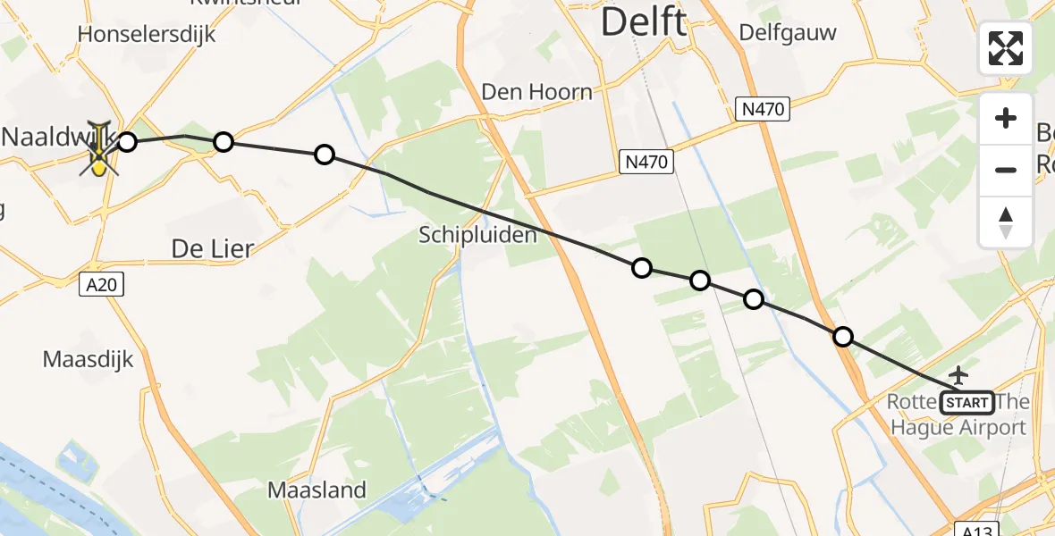 Routekaart van de vlucht: Lifeliner 2 naar Naaldwijk