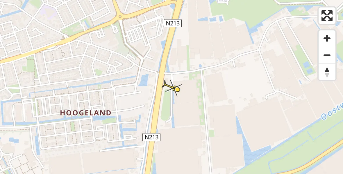 Vluchtroute Traumahelikopter van Naaldwijk naar Naaldwijk