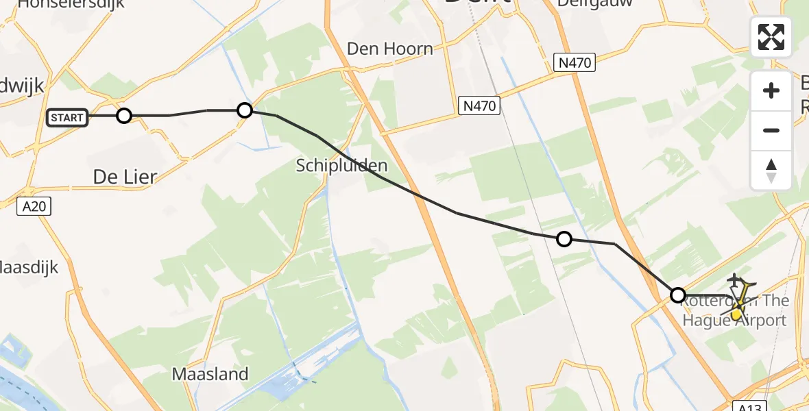 Routekaart van de vlucht: Lifeliner 2 naar Rotterdam The Hague Airport