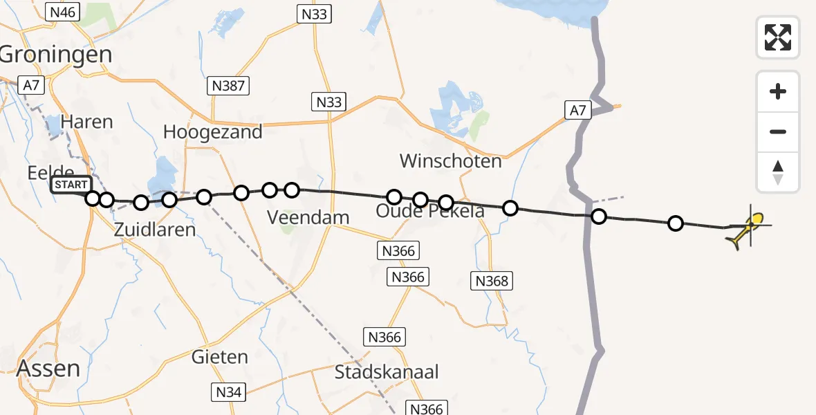 Routekaart van de vlucht: Lifeliner 4 naar Papenburg