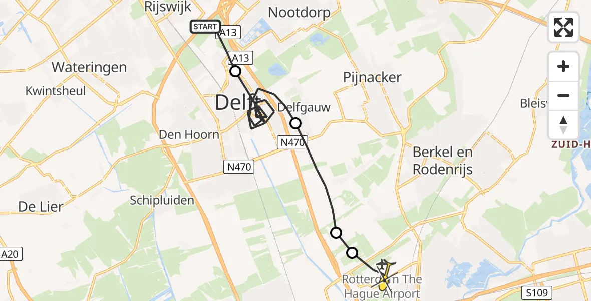 Routekaart van de vlucht: Lifeliner 2 naar Rotterdam The Hague Airport