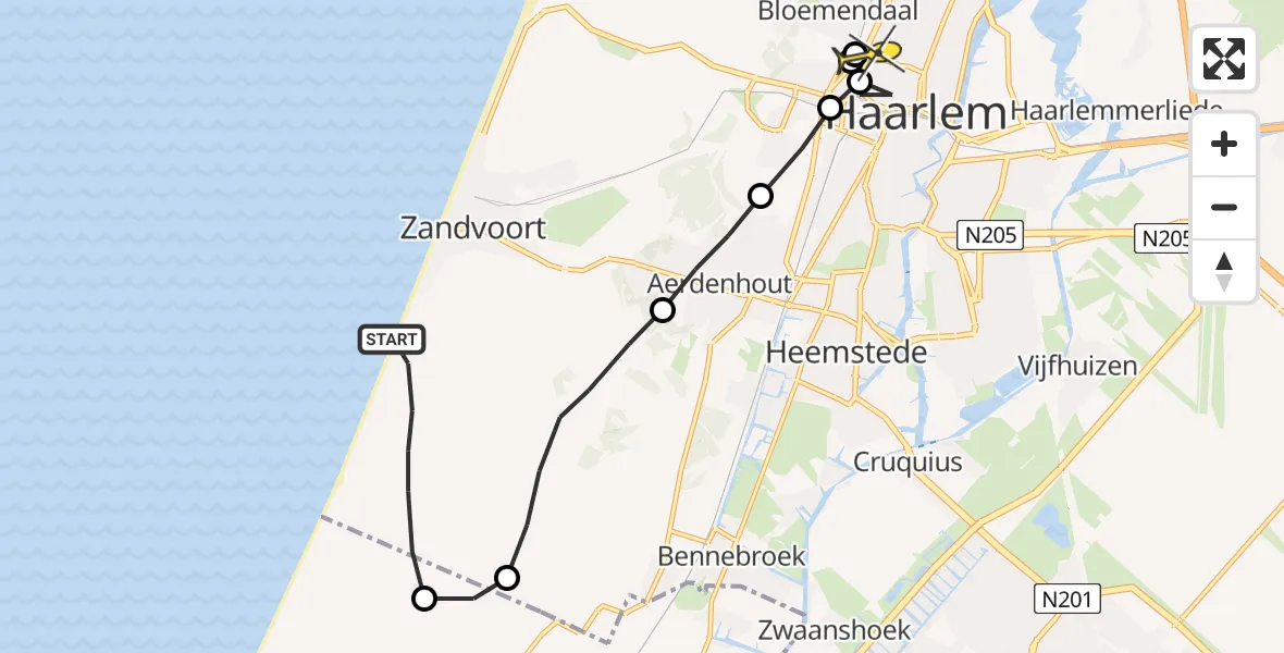 Routekaart van de vlucht: Lifeliner 2 naar Haarlem