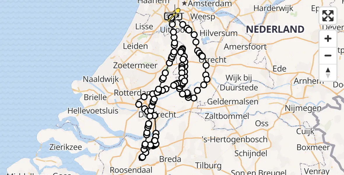 Vluchtroute Politiehelikopter van Schiphol naar Schiphol