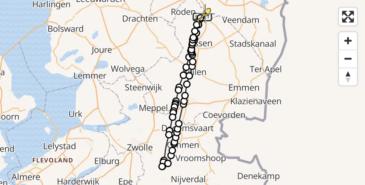 Routekaart van de vlucht: Lifeliner 4 naar Groningen Airport Eelde