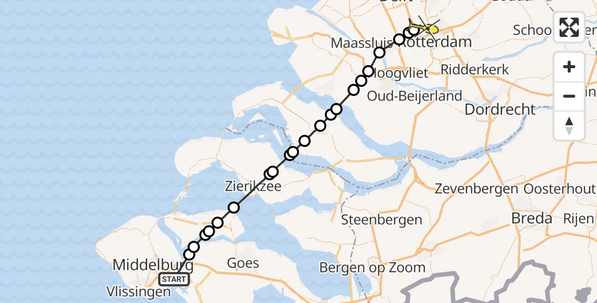 Routekaart van de vlucht: Lifeliner 2 naar Rotterdam The Hague Airport