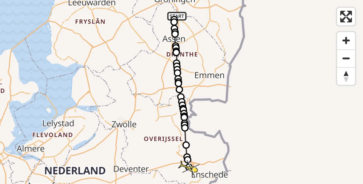 Routekaart van de vlucht: Lifeliner 4 naar Delden