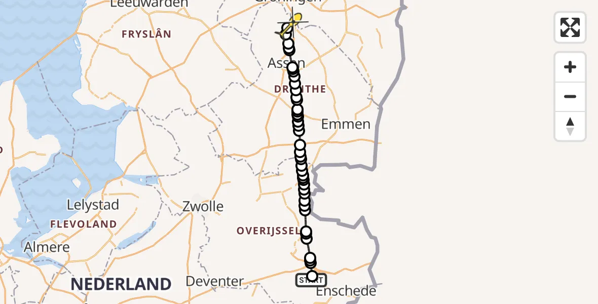 Routekaart van de vlucht: Lifeliner 4 naar Groningen Airport Eelde