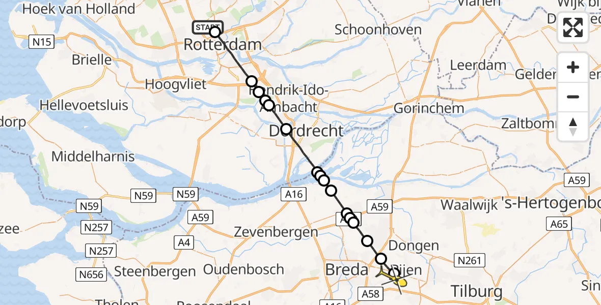 Routekaart van de vlucht: Lifeliner 2 naar Molenschot