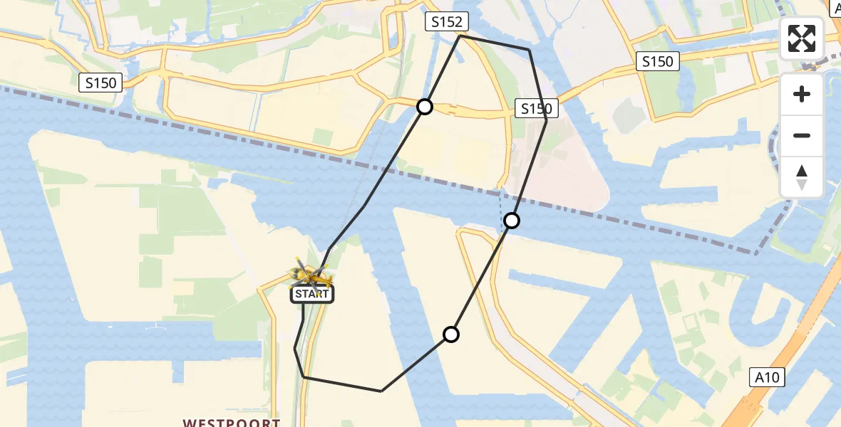 Vluchtroute Traumahelikopter Amsterdam Heliport - Amsterdam Heliport, 16 september 2023, 23:59