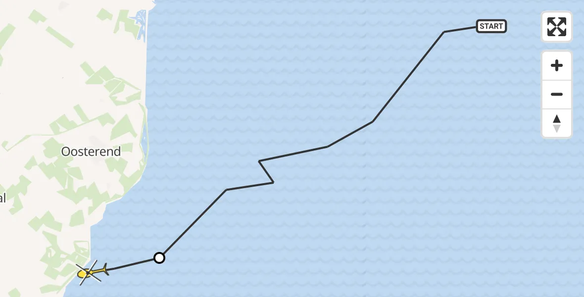 Routekaart van de vlucht: Ambulancehelikopter naar Oudeschild