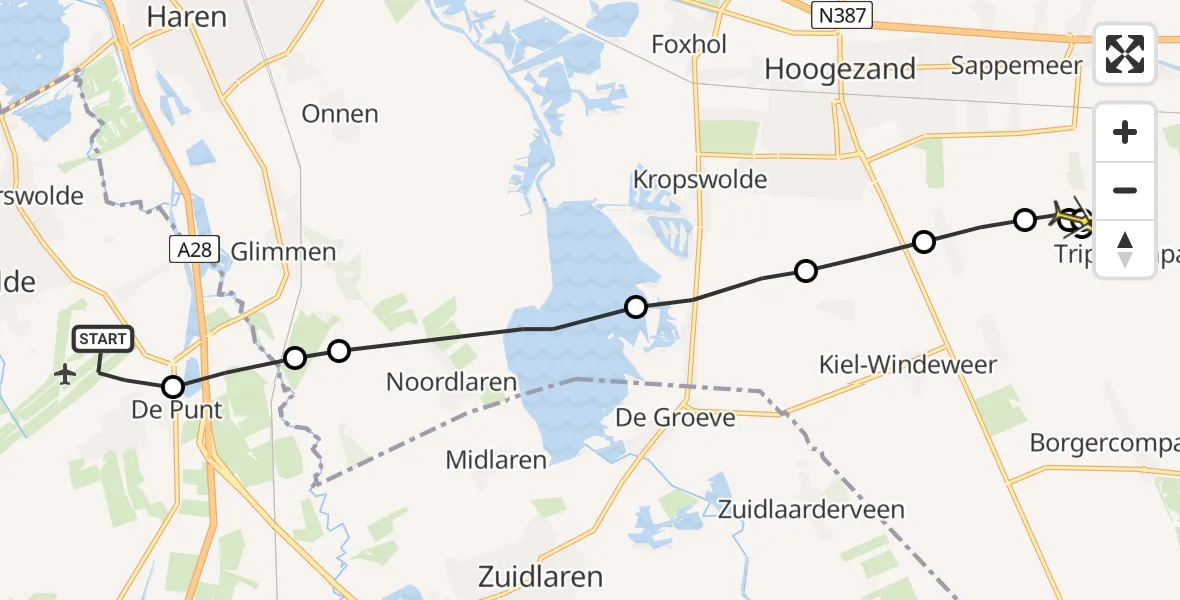 Routekaart van de vlucht: Lifeliner 4 naar Tripscompagnie