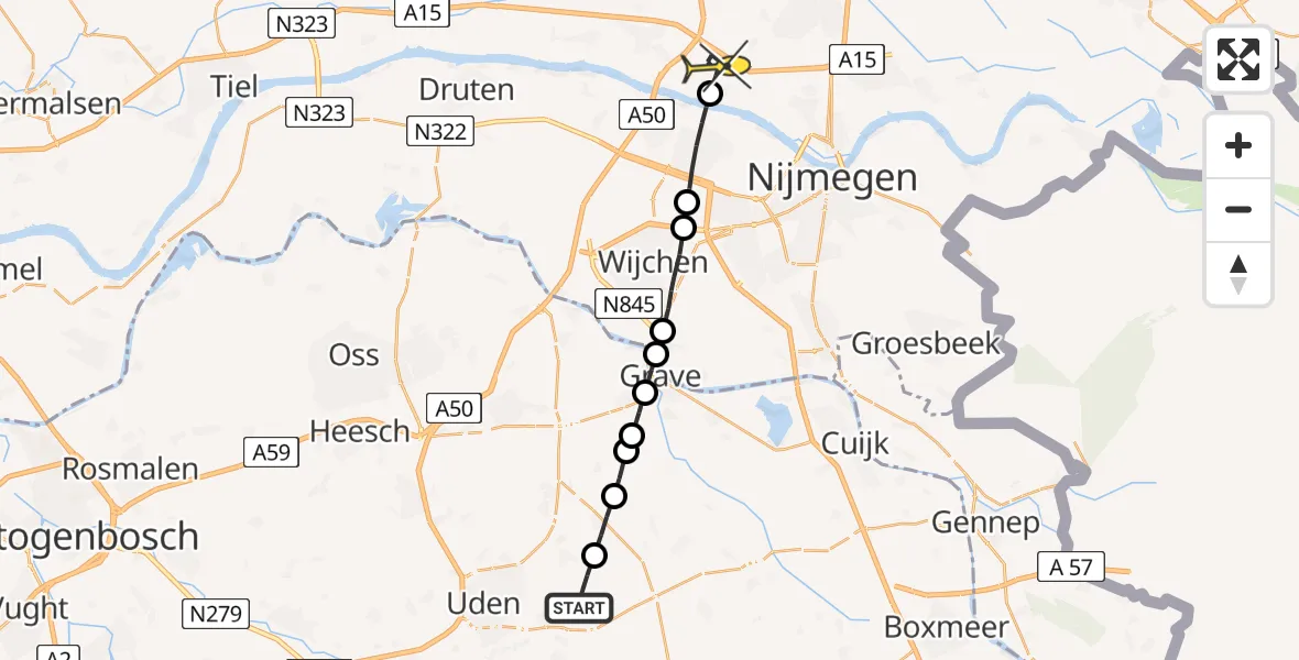 Routekaart van de vlucht: Lifeliner 3 naar Slijk-Ewijk