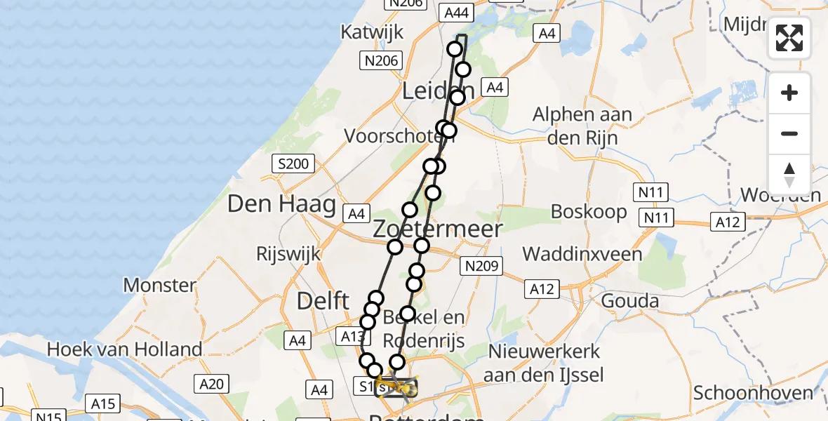 Vluchtroute Traumahelikopter Rotterdam The Hague Airport - Rotterdam The Hague Airport, 17 september 2023, 12:45