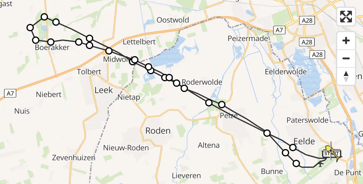 Routekaart van de vlucht: Lifeliner 4 naar Groningen Airport Eelde