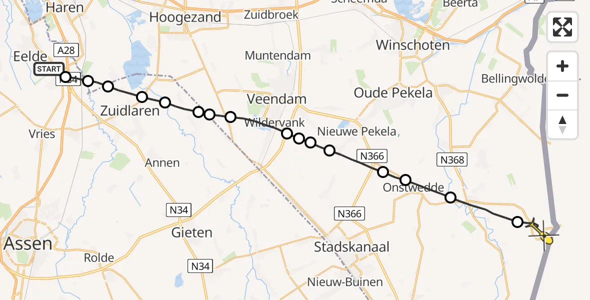 Routekaart van de vlucht: Lifeliner 4 naar Bourtange