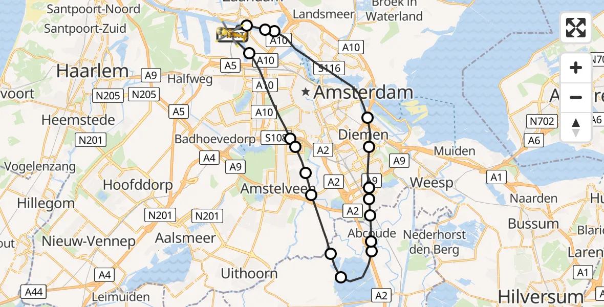 Vluchtroute Traumahelikopter Amsterdam Heliport - Amsterdam Heliport, 17 september 2023, 15:07
