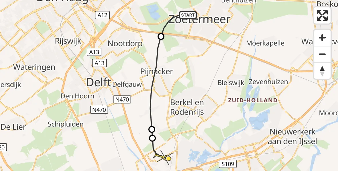 Routekaart van de vlucht: Lifeliner 2 naar Rotterdam The Hague Airport