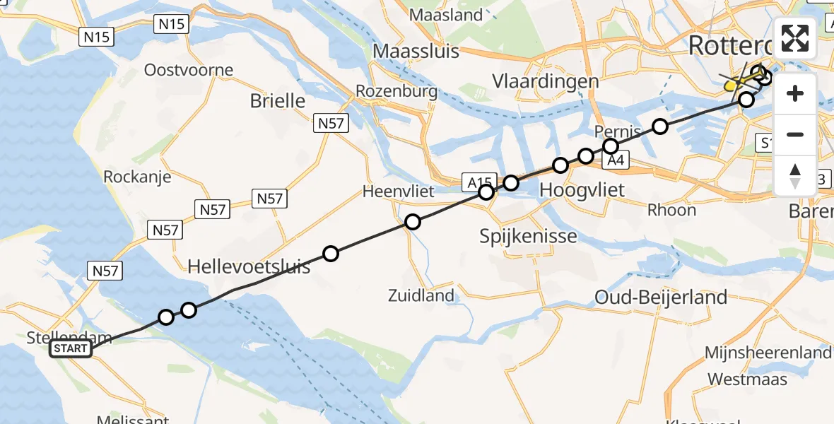 Routekaart van de vlucht: Lifeliner 2 naar Erasmus MC