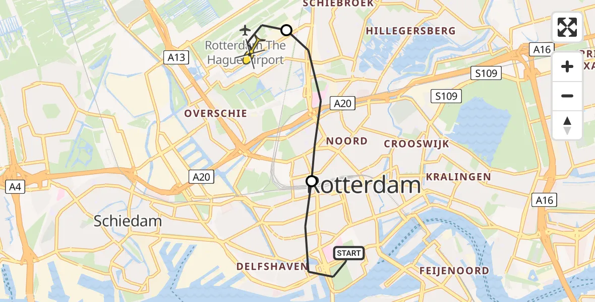 Routekaart van de vlucht: Lifeliner 2 naar Rotterdam The Hague Airport