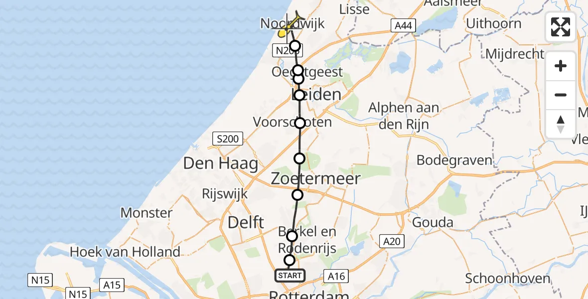 Routekaart van de vlucht: Lifeliner 2 naar Noordwijk