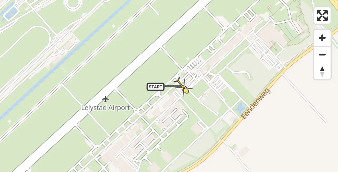 Routekaart van de vlucht: Traumahelikopter naar Lelystad Airport