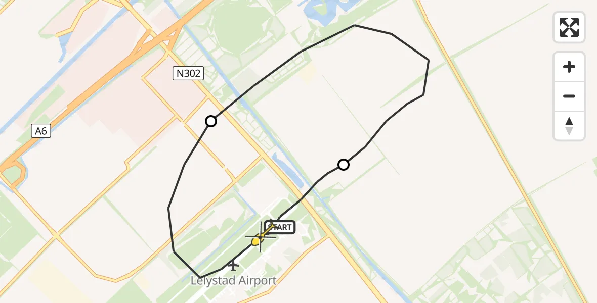 Routekaart van de vlucht: Traumahelikopter naar Lelystad Airport