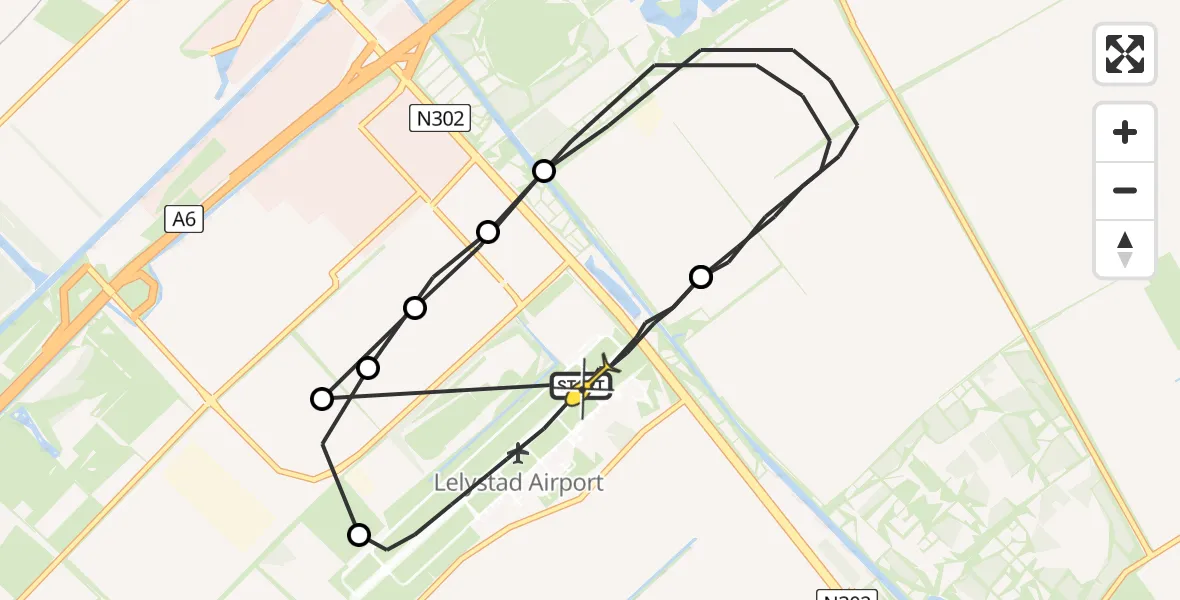 Routekaart van de vlucht: Traumaheli naar Lelystad Airport