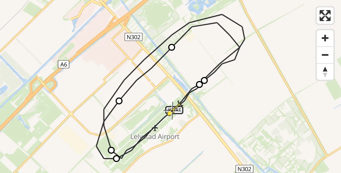 Routekaart van de vlucht: Traumaheli naar Lelystad Airport