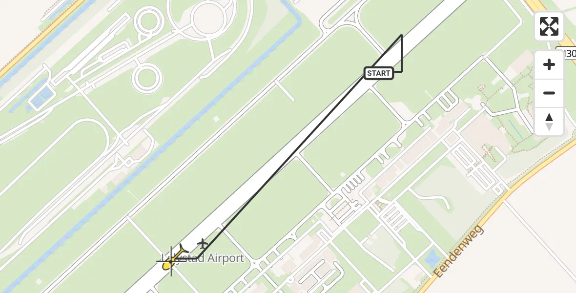 Routekaart van de vlucht: Traumaheli naar Lelystad Airport