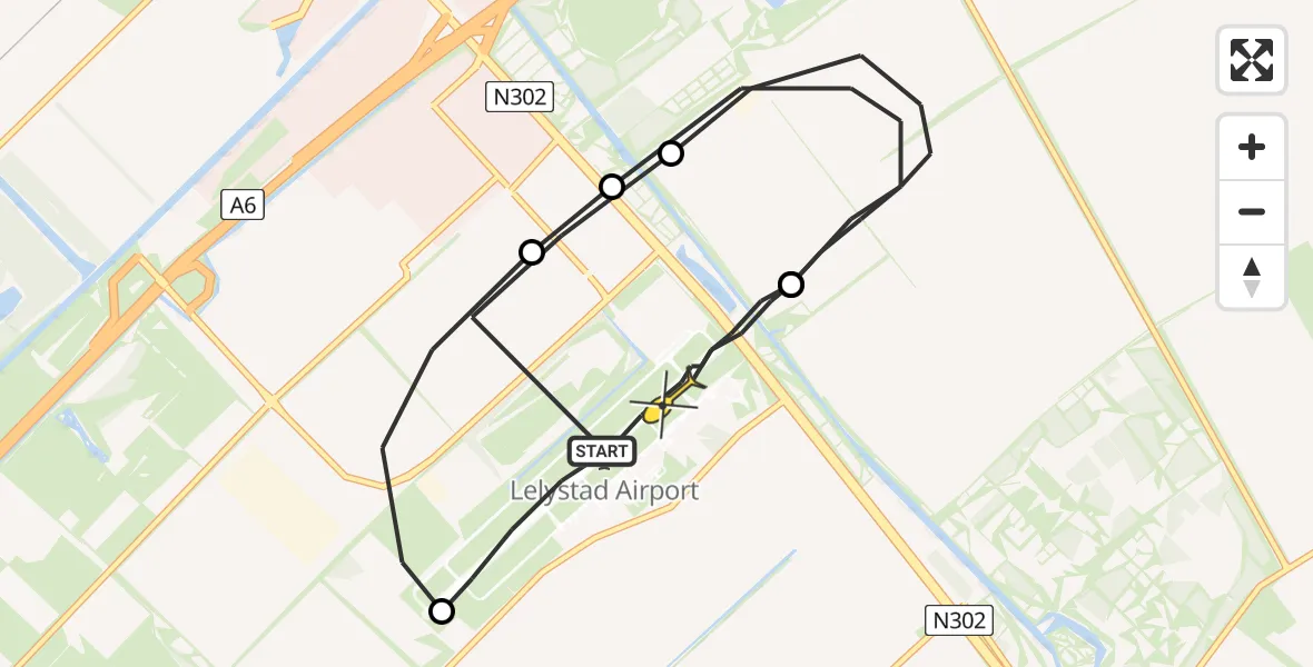 Routekaart van de vlucht: Traumaheli naar Lelystad Airport