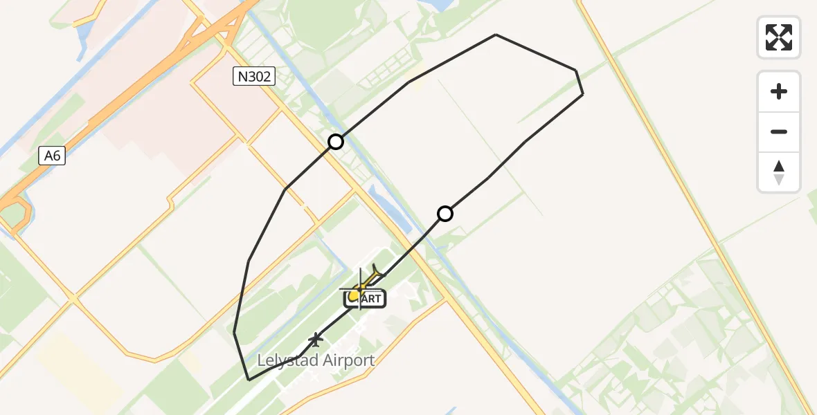 Routekaart van de vlucht: Traumaheli naar Lelystad Airport