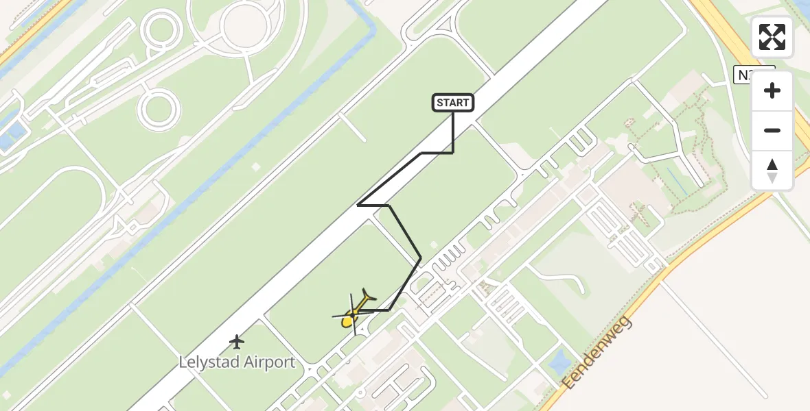 Routekaart van de vlucht: Traumahelikopter naar Lelystad Airport
