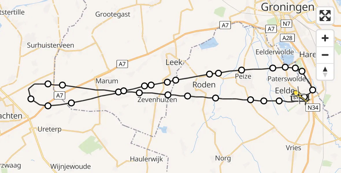 Routekaart van de vlucht: Lifeliner 4 naar Groningen Airport Eelde