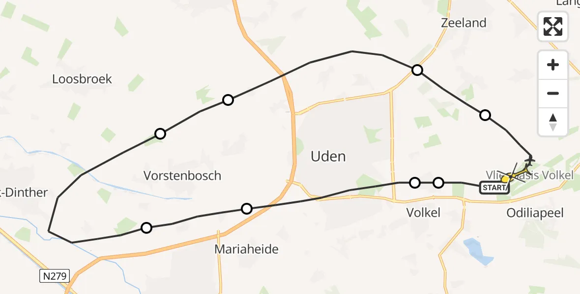 Routekaart van de vlucht: Lifeliner 3 naar Vliegbasis Volkel