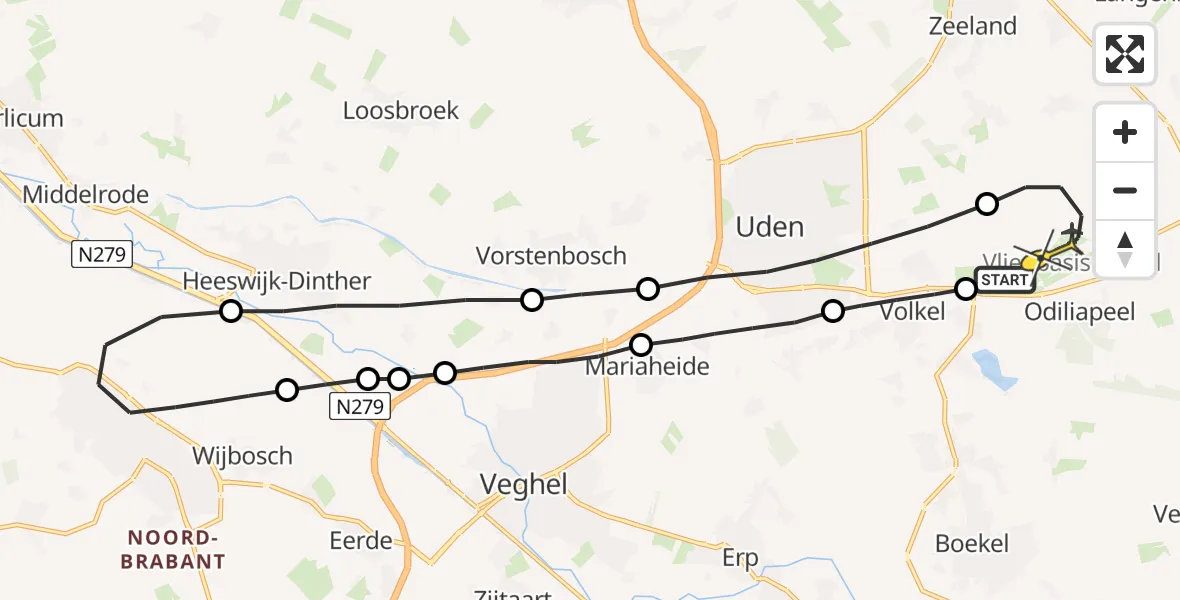 Routekaart van de vlucht: Lifeliner 3 naar Vliegbasis Volkel