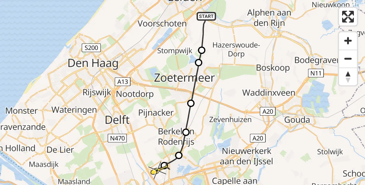 Routekaart van de vlucht: Lifeliner 2 naar Rotterdam The Hague Airport