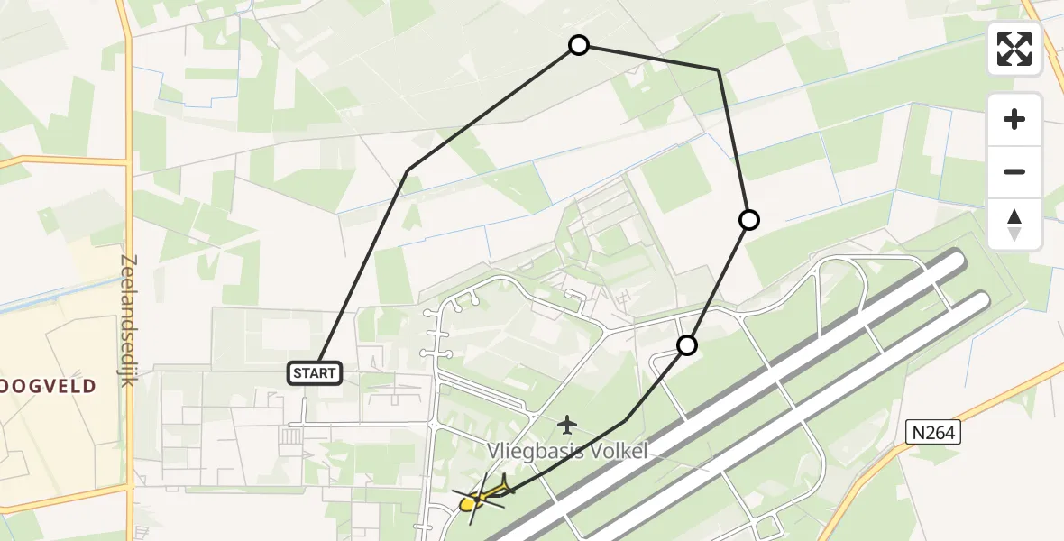 Routekaart van de vlucht: Lifeliner 3 naar Vliegbasis Volkel