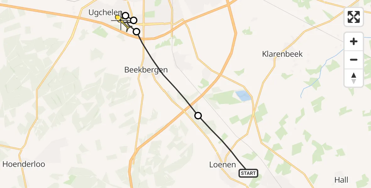 Routekaart van de vlucht: Lifeliner 1 naar Apeldoorn