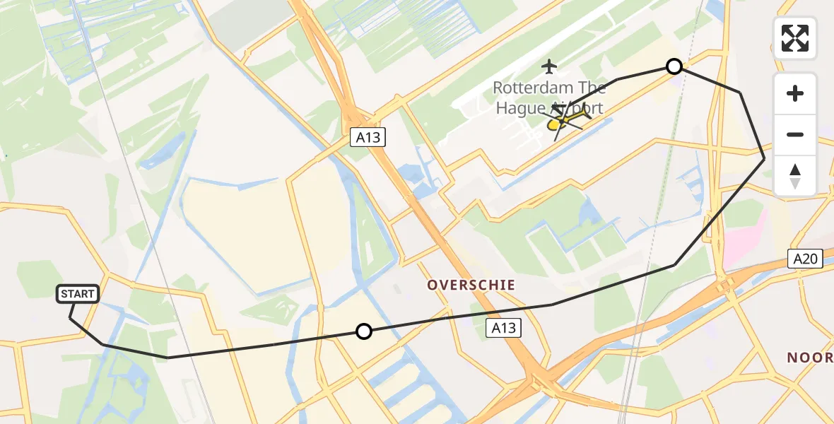 Routekaart van de vlucht: Lifeliner 2 naar Rotterdam The Hague Airport