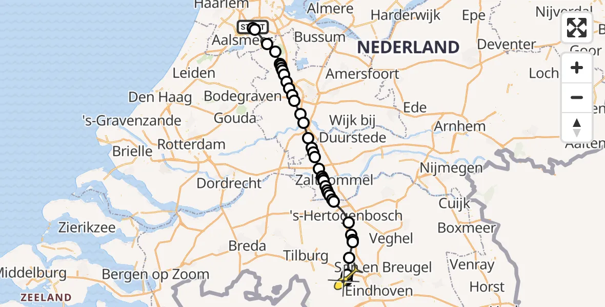 Routekaart van de vlucht: Politieheli naar Oirschot