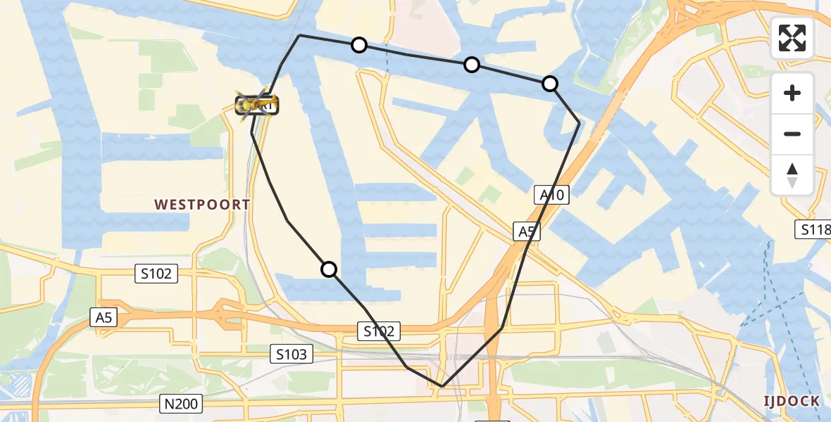 Vluchtroute Traumahelikopter Amsterdam Heliport - Amsterdam Heliport, 19 september 2023, 18:03