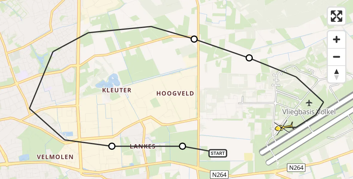 Routekaart van de vlucht: Lifeliner 3 naar Vliegbasis Volkel