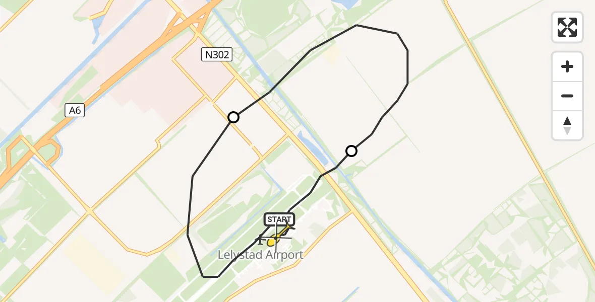 Routekaart van de vlucht: Traumahelikopter naar Lelystad Airport