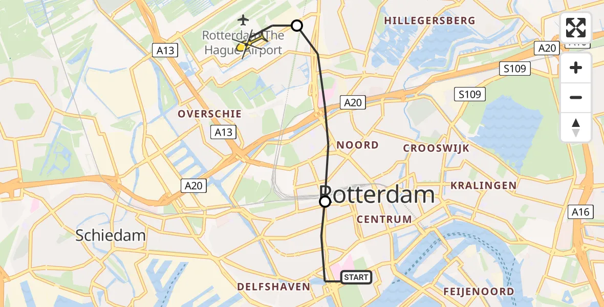 Routekaart van de vlucht: Lifeliner 2 naar Rotterdam The Hague Airport