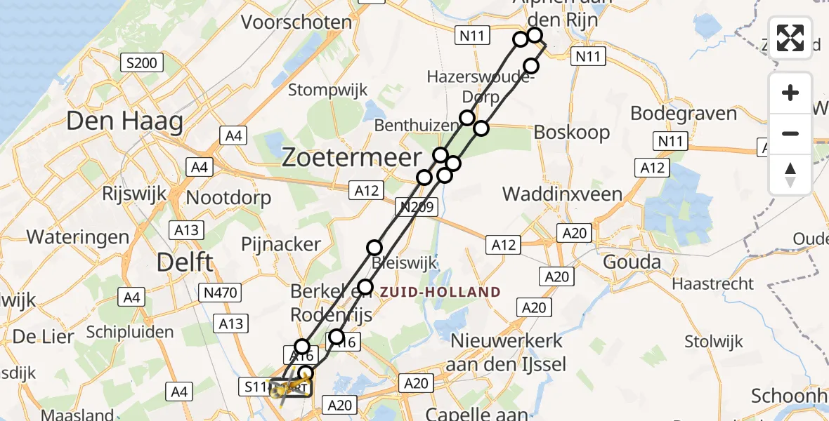 Vluchtroute Traumahelikopter Rotterdam The Hague Airport - Rotterdam The Hague Airport, 20 september 2023, 08:08