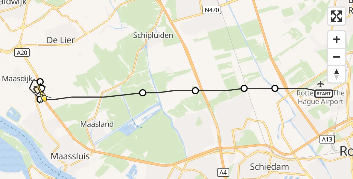 Routekaart van de vlucht: Lifeliner 2 naar Maasdijk