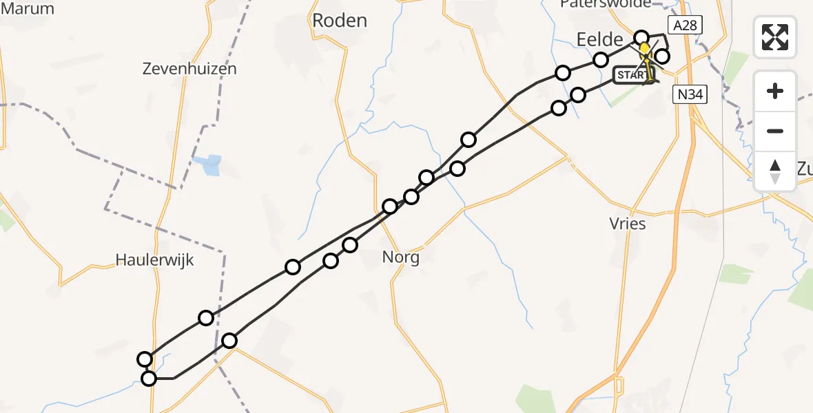 Routekaart van de vlucht: Lifeliner 4 naar Groningen Airport Eelde