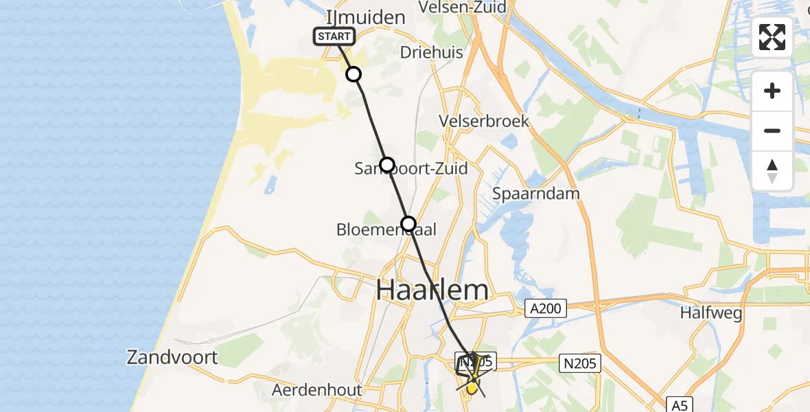 Routekaart van de vlucht: Lifeliner 1 naar Haarlem