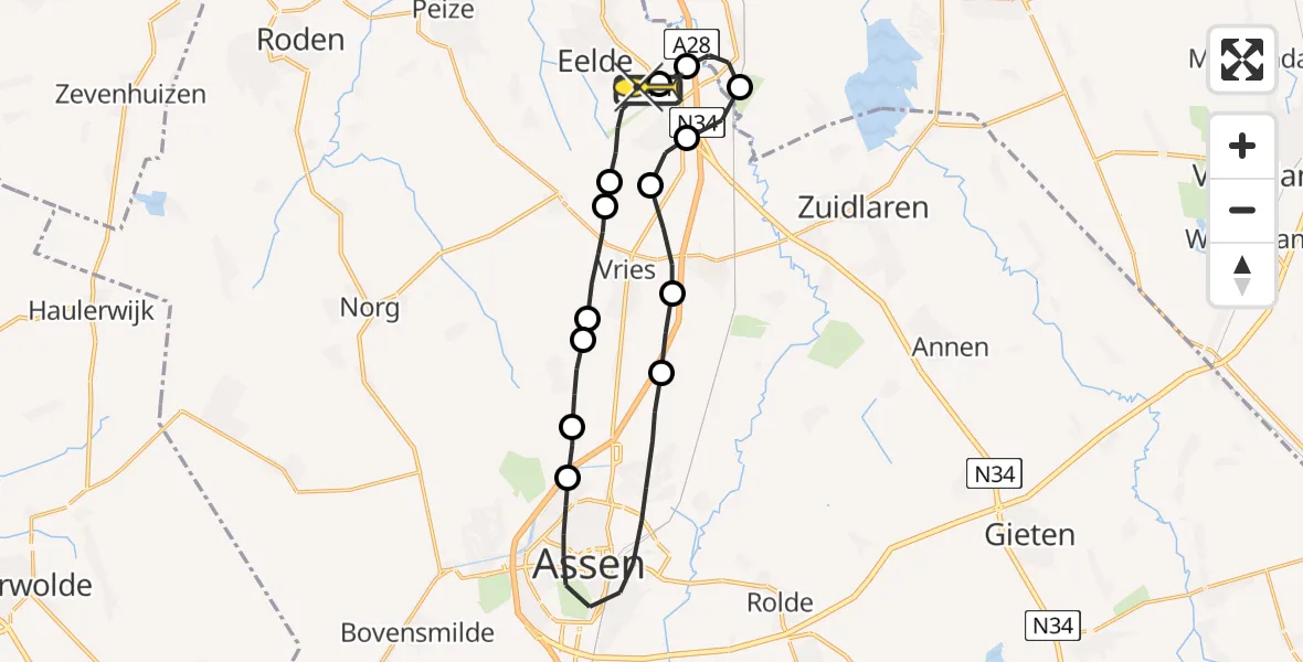 Routekaart van de vlucht: Lifeliner 4 naar Groningen Airport Eelde