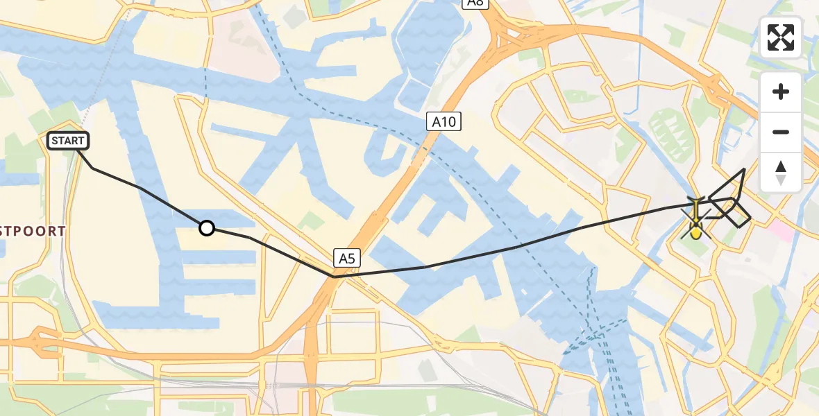 Routekaart van de vlucht: Lifeliner 1 naar Amsterdam